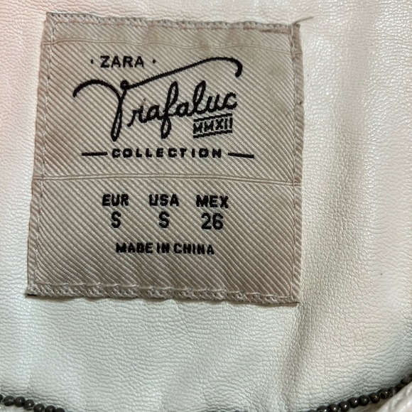ZARA Trafulac White Faux Leather Jacket - Picture 2 of 5